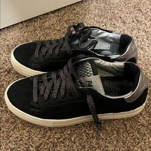 P448 Black Calf Hair Sneakers size 38 7-7.5